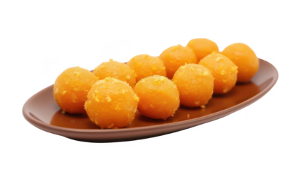 Sweet Orange Balls on Brown Plate