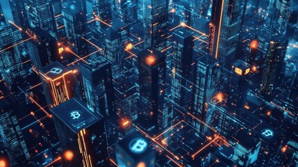 Blockchain architect designing secure peer to peer energy trading platforms, office with blockchain interfaces and energy market data, Energy Blockchain style