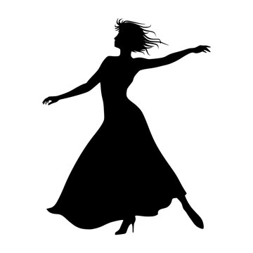 recommend clip art: Silhouette Woman Dancing - Elegant Black Outline