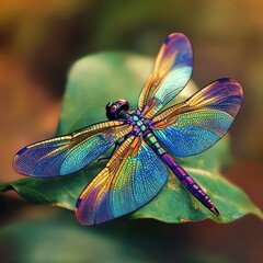 Captivating dragonfly in nature close-up photography vibrant colors leafy environment artistic viewpoint