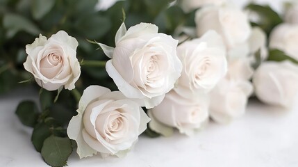 Elegant White Rose Bouquet  Wedding  Romance  Purity  Floral  Beauty