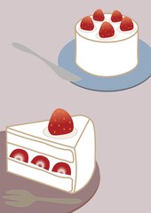 illustration: cake with strawberries