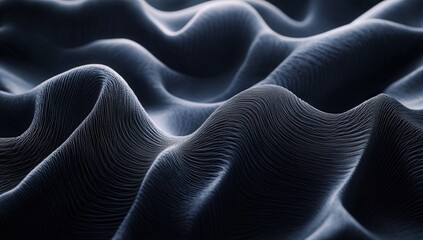 Naklejka premium Abstract waves of blue fabric create a dynamic, ripple-like pattern, evoking a sense of fluidity and movement.