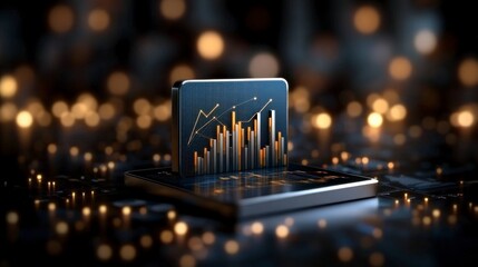 Data Analytics App Icon  3D Render  Business Growth  Financial Charts