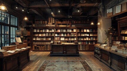 Charming Old Bookstore with Wooden Bookshelves