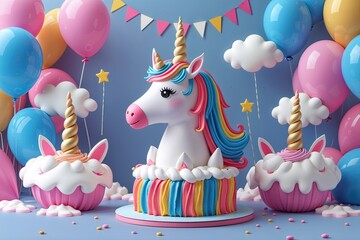 Joyful Unicorn Birthday Card Design for a Magical Celebration
