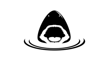 shark looking from water, black isolated silhouette