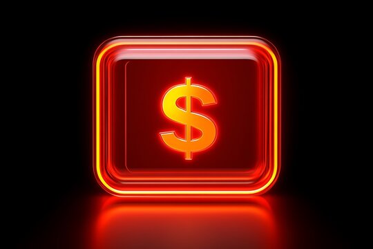 Neon Dollar Sign on Dark Background