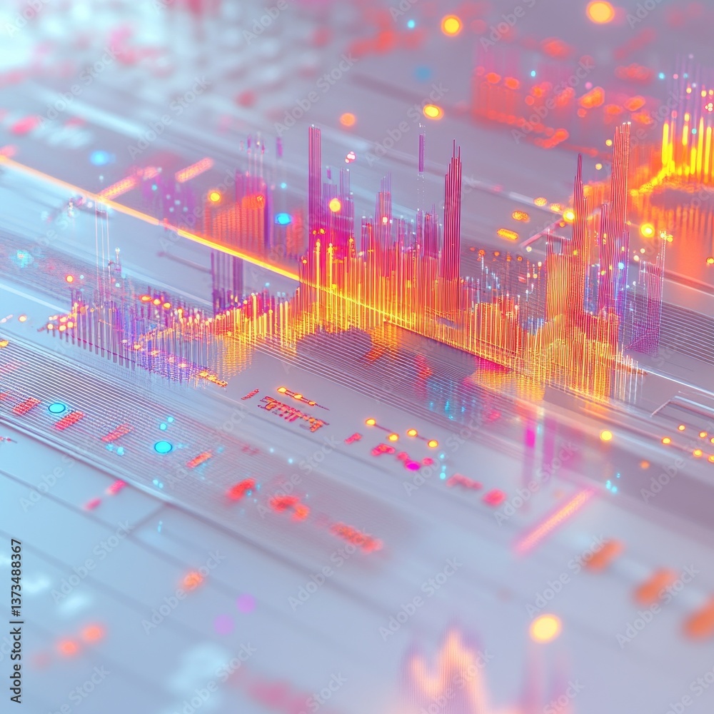 Aufkleber abstract circuit board with glowing data streams: futuristic technology illustration