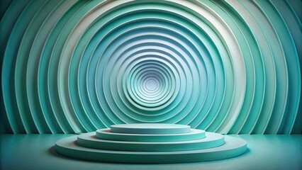 Obraz premium Abstract Teal Circular Stage with Concentric Rings for Product Display