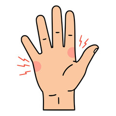 hand tingling numb sore weak pain flat color vector illustration template design