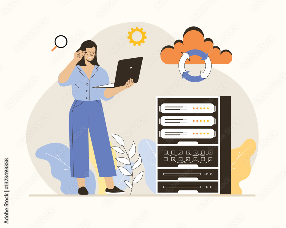 Wall mural saas concept, software as a service. cloud computing and storage, online subscription to programs. f