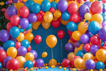 Vibrant Celebration Framework Featuring Joyful Balloons for Unforgettable Festive Events