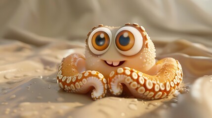 Whimsical Barnacle with Googly Eyes in a Sea-Inspired Setting