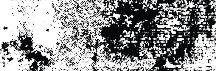 Grungy halftone pattern. Pixxel art. Black and white vector illustration	