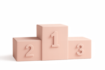 Podium of Achievement: A minimalist podium of the winners with the number one on the top step, representing the first position, symbolizing the pinnacle of success.