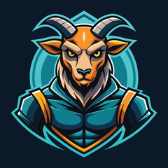 Buff Goat Mascot Logo - Muscular Beast with Intense Stare, Vector Illustration