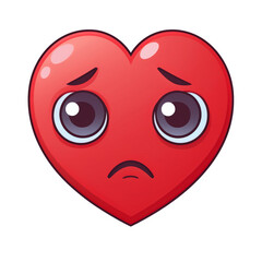 Fototapeta premium Heart emoji with sad face on transparent png background