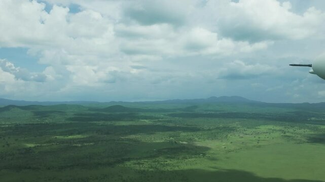 Cessna 208 Caravan Flight Flying From Zanzibar to Tanzania. - aerial shot