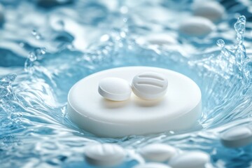 Close-Up View of Soap Bars and Tablets in Splashing Water