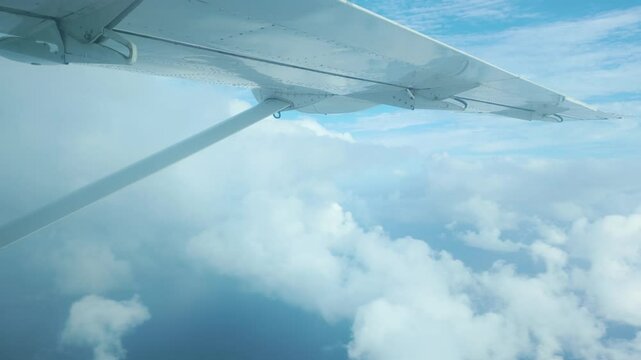 Aircraft Wing Of Flight Cessna 208B Caravan From Zanzibar To Tanzania. POV Shot