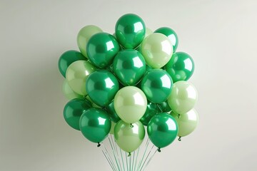 Sustainable 3D Illustration of Green Balloons on White Background for Eco-Friendly Celebrations