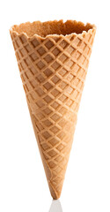 Empty Ice Cream Cone Studio Shot on Transparent Background, 8K Product Photography