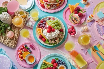 Pastel Color Flat Lay Picnic Party Ideas for a Fun Celebration