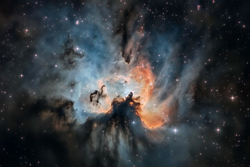 Obraz premium A vibrant abstract spiral galaxy with glowing colors and textures, capturing a cosmic and surreal feel. Perfect for digital art and space visuals.