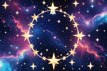 Fototapeta premium Seamless Ethereal Cosmic Star Border Frame Pattern for Space Party Decorations