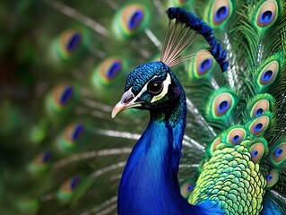 42. A magnificent peacock displaying its iridescent feathers in full glory