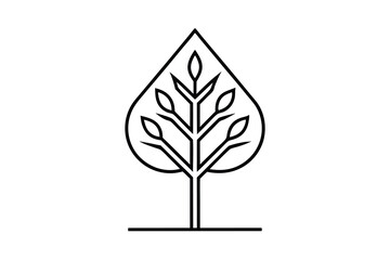 Obraz premium Abstract Minimalist Tree Leaf Nature Line Art Design Logo