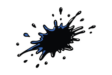 Black and Blue Ink Splatter, Abstract Art, Design Element