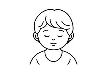 Calm Boy Line Art Simple Peaceful Child Illustration Drawing