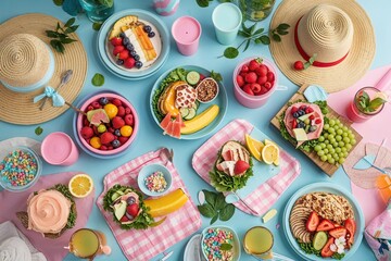 Pastel Color Flat Lay Picnic Party Ideas for a Fun Celebration