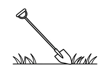 Gardening Shovel Tool Line Art Design Illustration Graphic