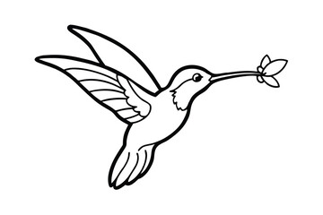 Hummingbird Line Art Bird, Flower, Nectar, Flight, Wings, Nature
