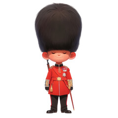 Guarding tradition animated character royal guard in london fun illustration
