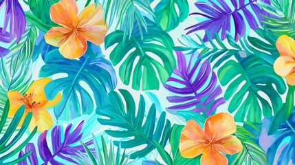 Fototapeta premium Abstract Background Featuring Colorful Tropical Patterns