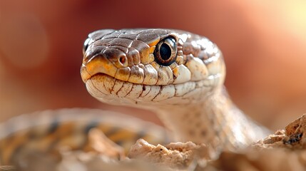 Obraz premium Close up Reptile Portrait Snake Scales Eye Head Wild Animal Nature Photography