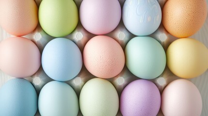 Pastel Easter Eggs in Carton  Spring Holiday Colors