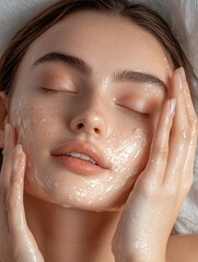 Facial skincare treatment spa beauty therapy calm environment close-up view self-care concept