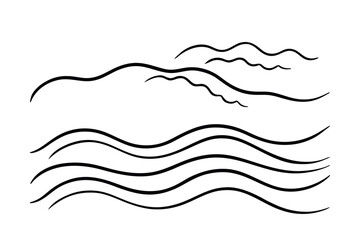 Abstract Black Waves, Curvy Lines, Water, Ocean, Sea, Design, Art, Illustration, Graphic, Pattern