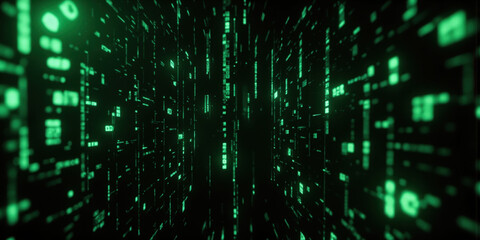 Data flow idea Green and White Abstract. Green and white abstract representing information.