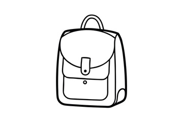 Simple Line Drawing of a Classic Leather Backpack