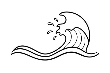 Fototapeta premium Ocean Wave Illustration Curving Lines, Splashing Water, Artistic Design