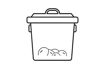 Waste Container Line Art Simple Trash Can Graphic Design