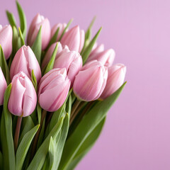 Fototapeta premium Beautiful purple tulips creating a vibrant and serene background for Mother's Day celebrations and special moments