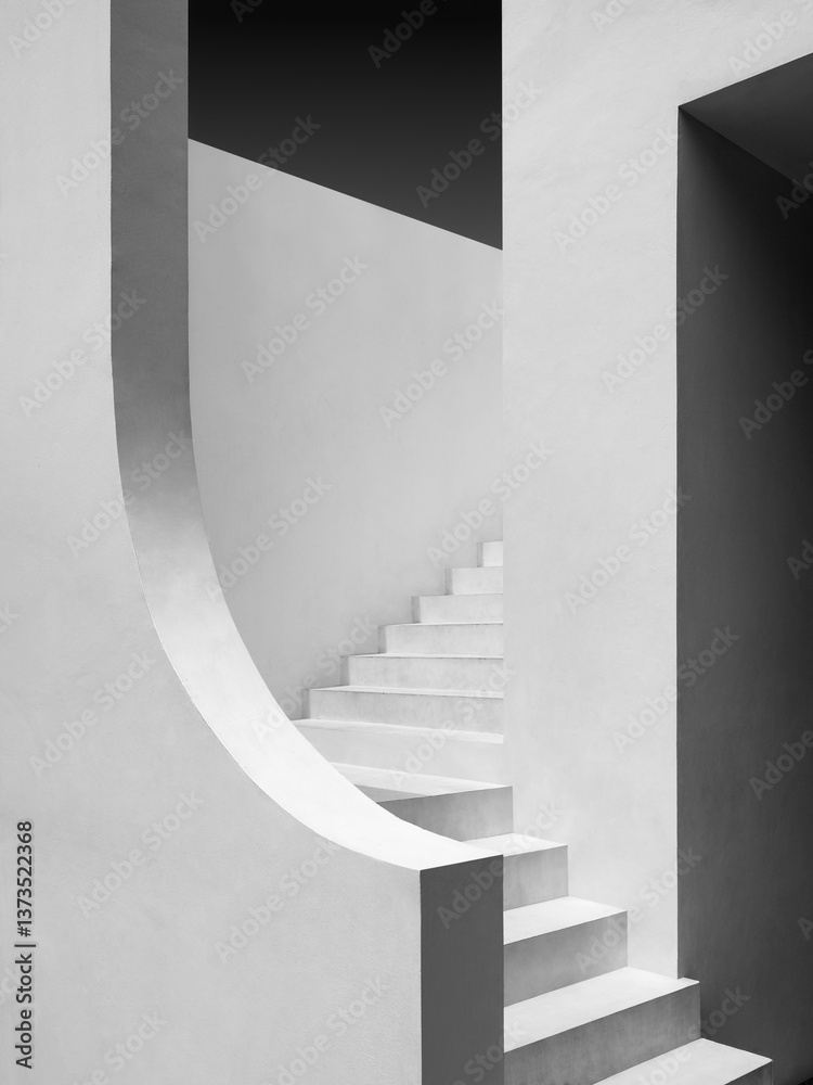 Poster white cement curve building wall stairs step minimal architecture details