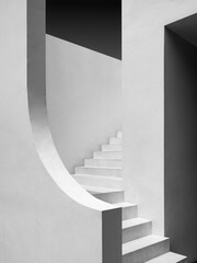 White cement curve Building wall Stairs step minimal Architecture details